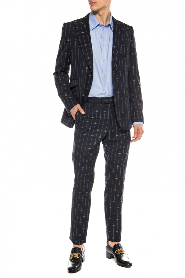 Navy Blue Gg Logo Suit Gucci Vitkac Gb